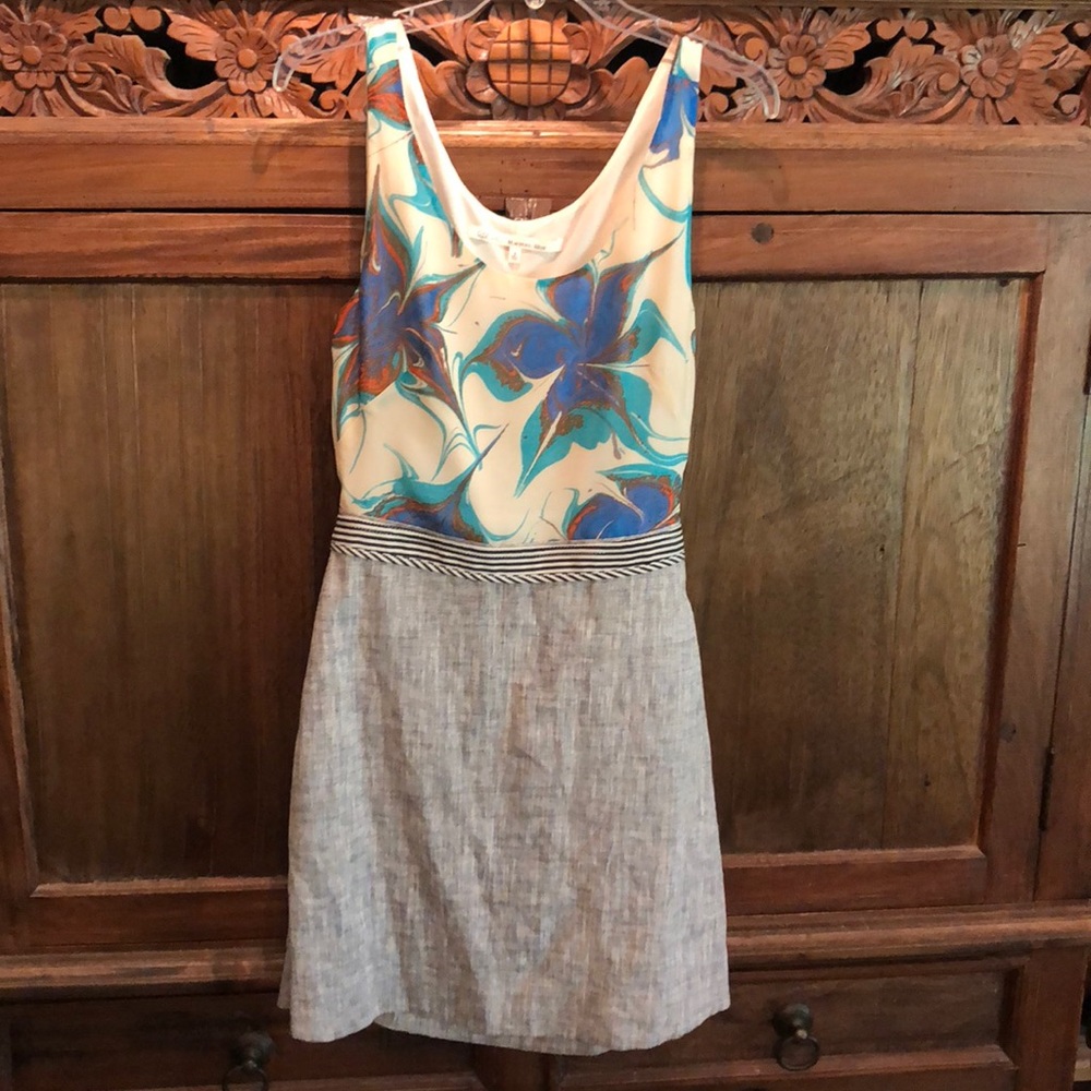 Rachel Roy linen/silk cut out dress, pockets